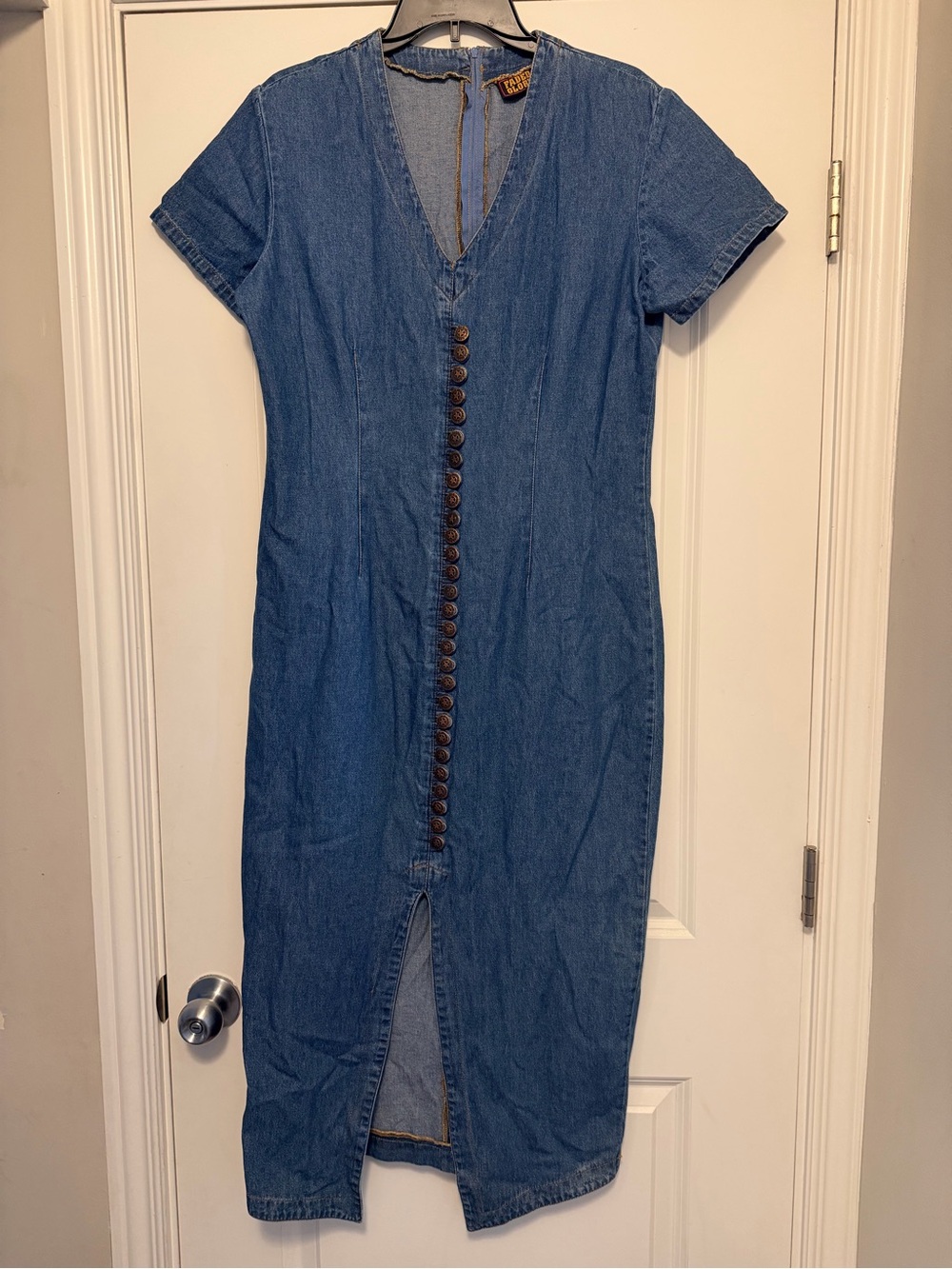 Faded Glory Blue Denim Button-Front Midi Dress
